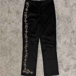 David Paul New York Women's Black Pants with Floral Embroidered Design Size 4